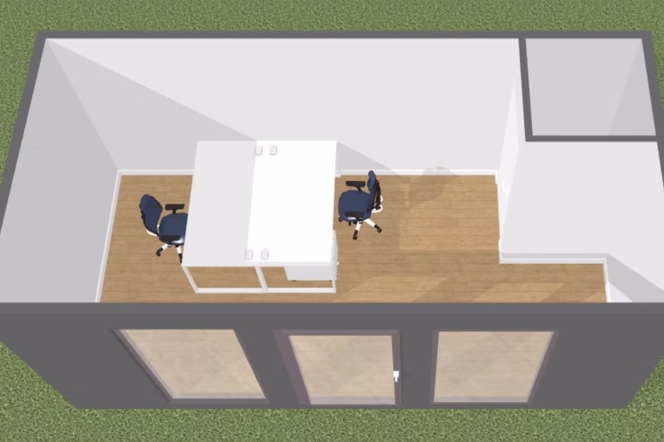 Bureau modulaire équipé 18 m² avec toilettes intégrées 6