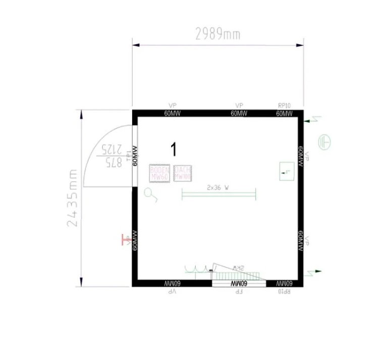 Conteneur Bureau – 2,98 x 2,43 m 2