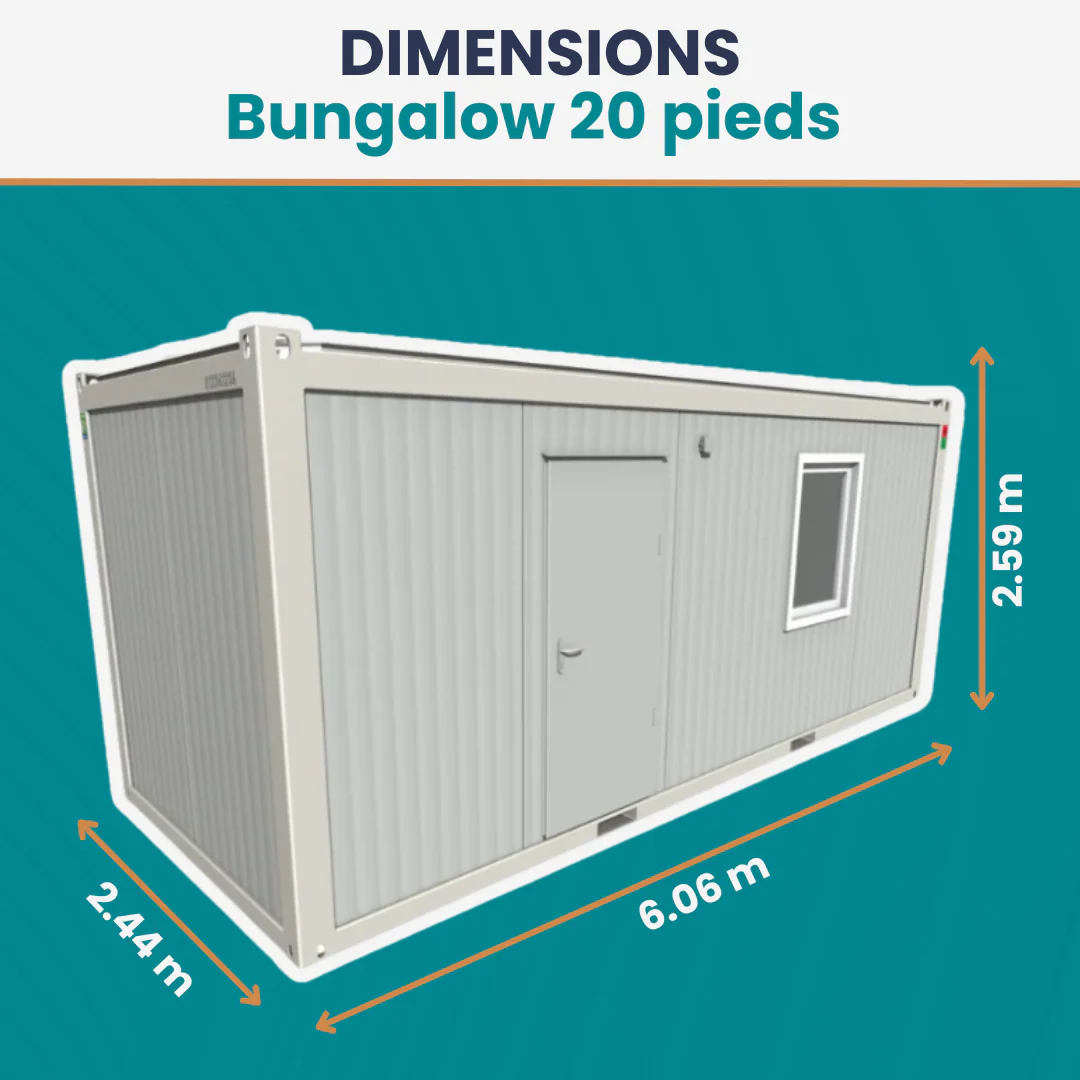 Conteneur bureau 20 pieds neuf blanc – isolé et équipé 2