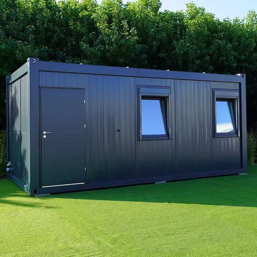 Conteneur Isolé 6 x 3 m avec Façade Vitrée – RAL 7016
