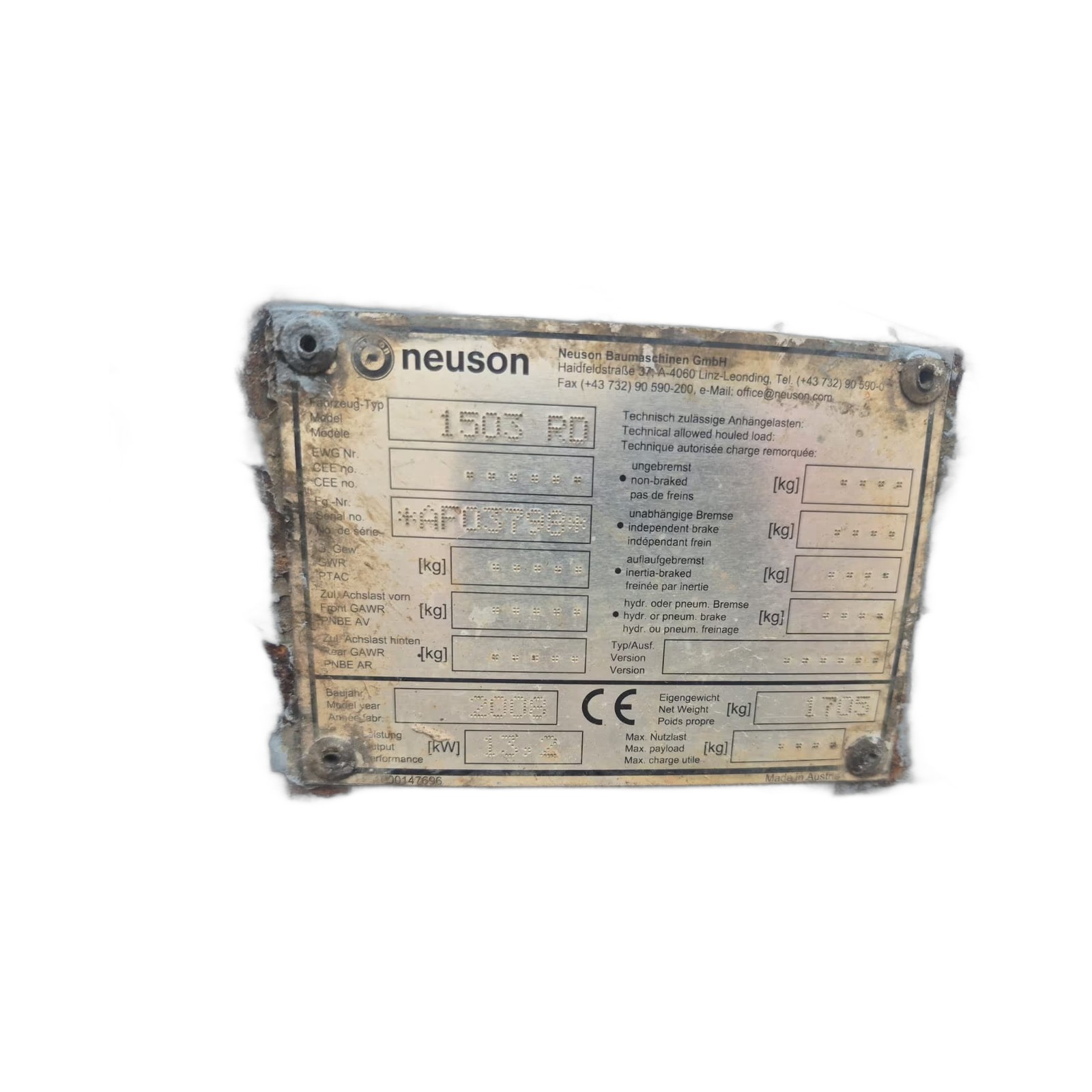Neuson 1503 RD – Mini-pelle sur chenilles – Occasion – 2008 – 3540 h – 1 705 kg – 13,2 kW 7